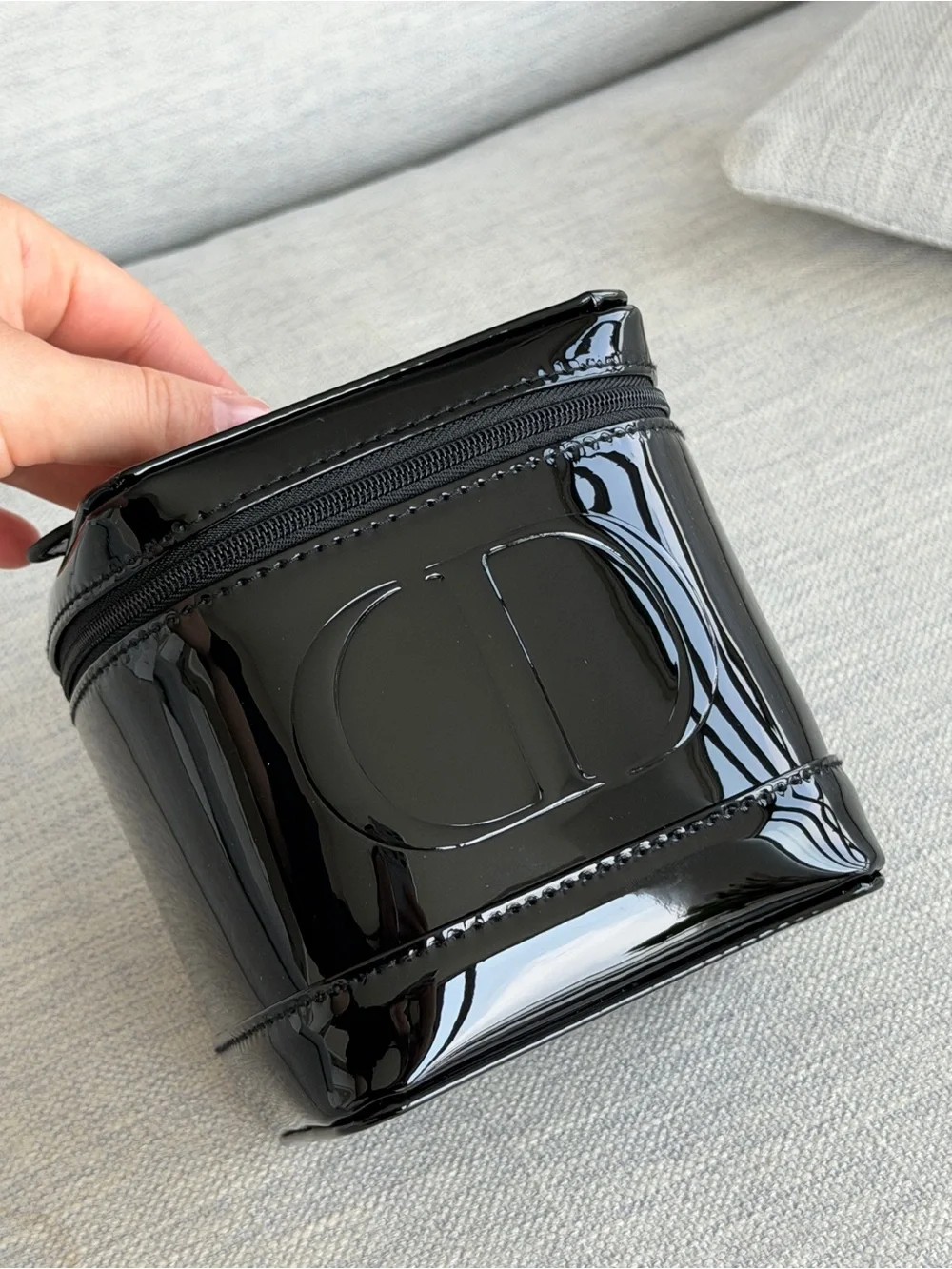 DIOR beauty Black Patent Leather Cosmetic Vanity Case with Top Handle